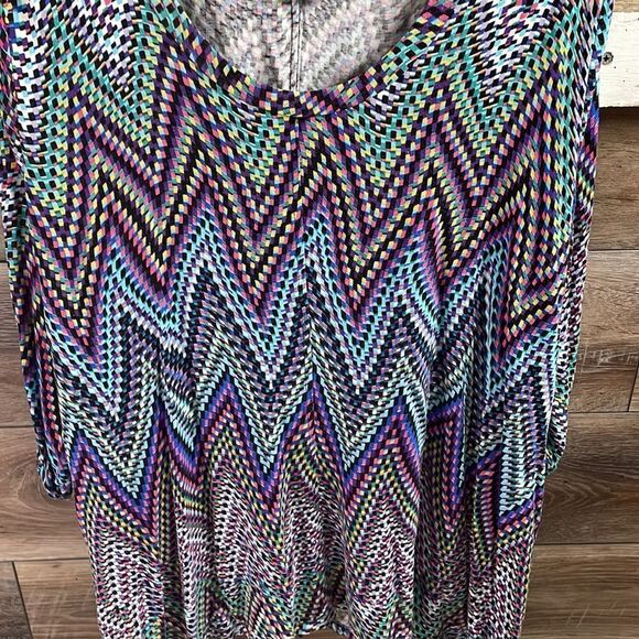 Premise Womens Blouse Top, Multicolor Chevron Pattern,Size XXL, Black Multicolor - Picture 5 of 7